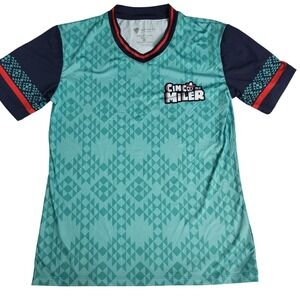 Cinco de Miler 2025 5-Mile Run Swag Shirt Chicago Montrose Harbor Teal Aztec Lg